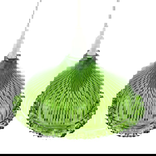 Modern Green Line Ribbed Glass Pendant Light Shade with Moulded Edge Image 3