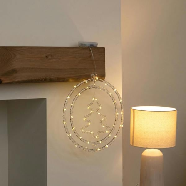 Samuel Alexander 33cm Light up Hanging Christmas Tree Ring with Warm White LEDs