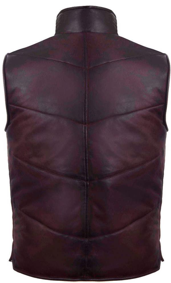 Infinity Leather Mens Puffer Warmer Waistcoat Sleeveless Padded Leather Jacket