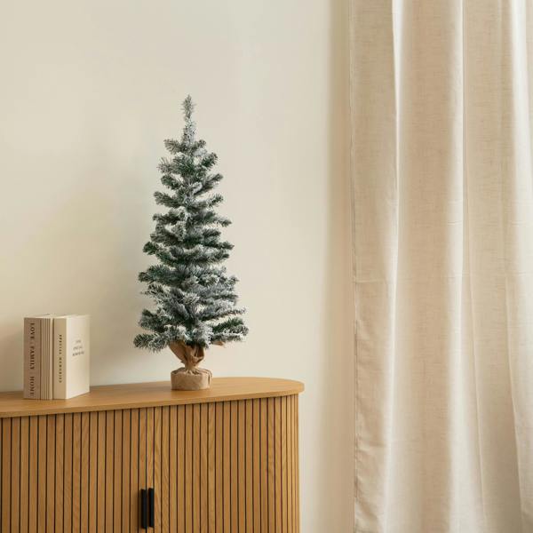 Samuel Alexander 90cm Snowy Fir Christmas Tree with Jute Bag Stand