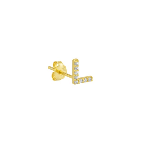 Spero London Initial Letter Stud Earring Sterling Silver in 18K Gold Plated - Single