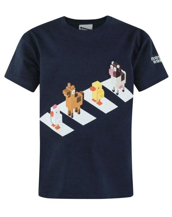 Crossy Road Boys Blue Short Sleeved T-Shirt