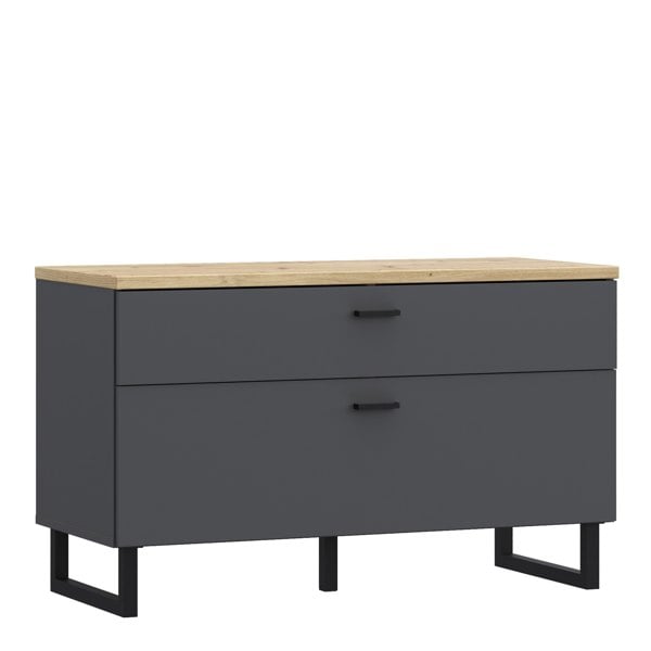 Furniture To Go Klara TV Unit with 1 Drawer 1 Flip Door in Grey and Oak