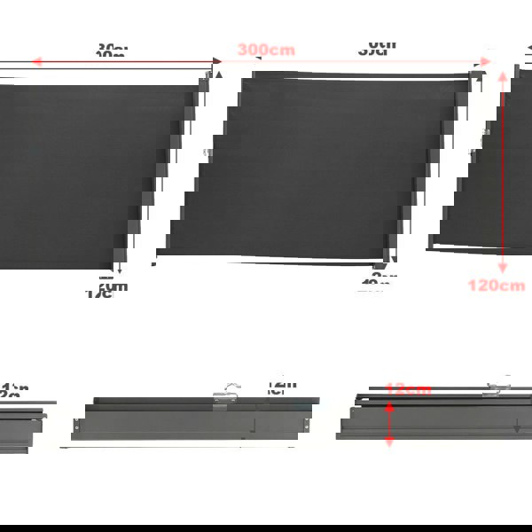 Side Awning Retractable Outdoor Privacy Screen for Garden Balcony Terrace Awnings Living and Home Dark Gray Length 300 cm x Height 120 cm