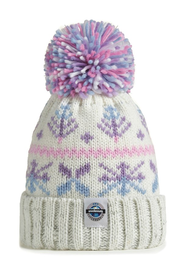 SuperBobble Crystal Nordic Knit Beanie Bobble Hat - Pastel Ice