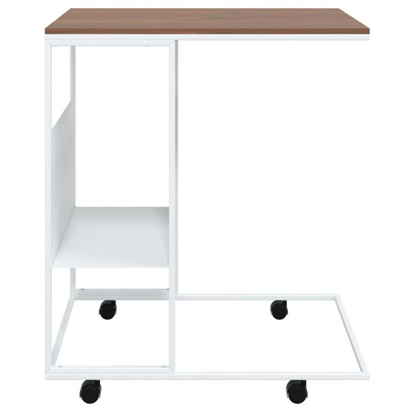 Berkfield Side Table with Wheels White 55x36x63.5 cm Engineered Wood