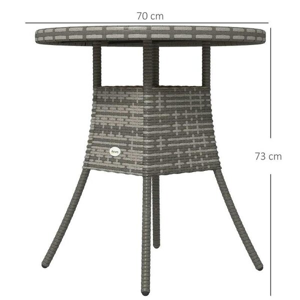 70 cm Wood-Effect Rattan Garden Table - Natural Wood Finish