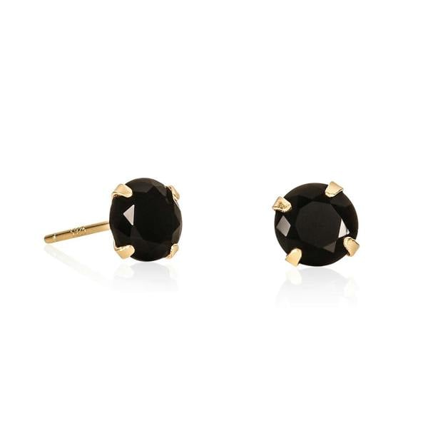 namana Gold Plated 925 Sterling Silver Dainty Black Solitaire Stud Earrings For Women