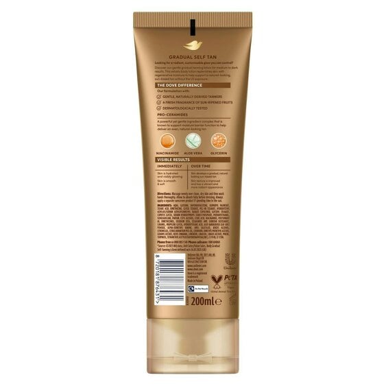 Dove Summer Revived Tanning Lotion 200ml 3 Pack, Medium to Dark Sunkissed Glow