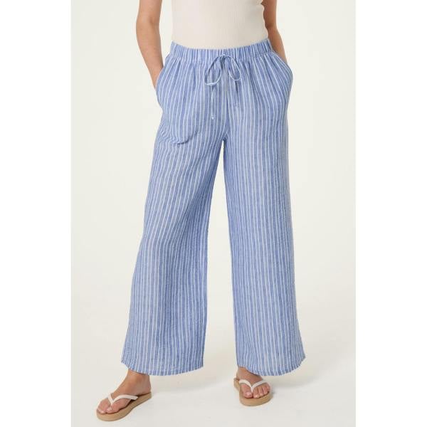 Blue Vanilla Tie Waist Stripe Wide Leg Trousers