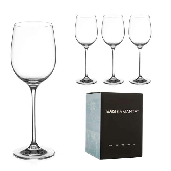 Diamante Moda Crystal White Wine Glasses - Set of 4