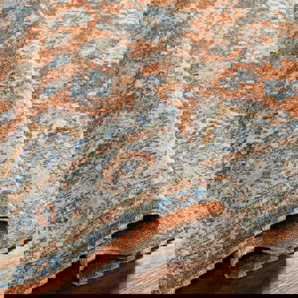 Livabliss Lillian-Washable Orange Blue Traditional Vintage Boho Rug