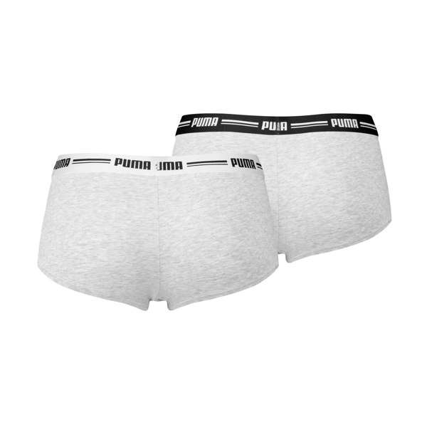 Puma 2-Pack Striped Logo Mid-Rise Mini Shorts, Grey Melange