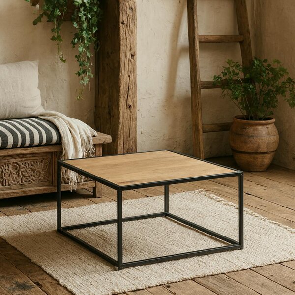 Wyld Haus El Paso Black Metal and Wild Oak Veneer Coffee Table