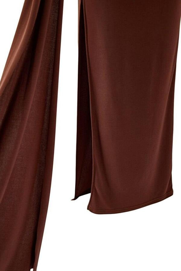 WOVCOR Maxi Evening Dress with Neckline Cut Out Detail