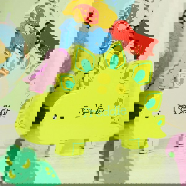 Personalised Memento Company Wooden Dinosaur Stacker Toy