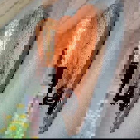 Rustic Hearts Aglow – Wooden Love Heart Wall Light