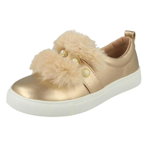 Spot On Girls Spot On Faux Pearl Strap Fur Trim Shoes