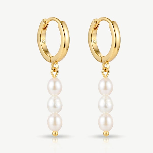 MUCHV Tiny Baroque Pearl Huggie Hoop Earrings