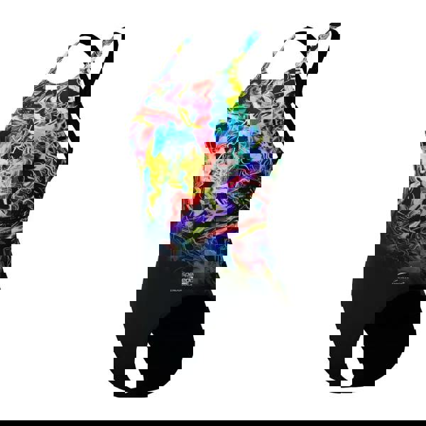 Speedo Club Training Printed Powerback Swimsuit in electric blue lightning bolt