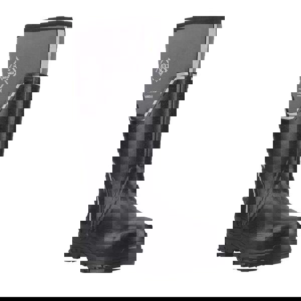 Muck Boots MUCK Boots GRIT S5 Mens Tall Safety Composite Toe/Midsole Wellie, black and grey waterproof work boot with safety features and rugged sole for outdoor protection.