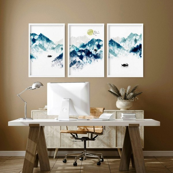 Wall art in teal | set of 3 wall art for Home office Decor