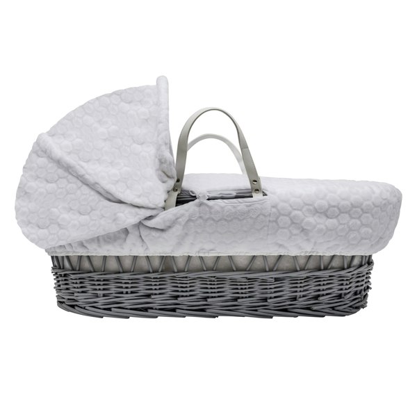 Kinder Valley White Honeycomb Grey Wicker Moses Basket