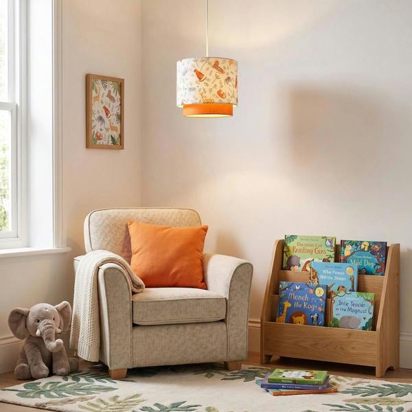 Safari Animals Childrens Pendant Light Shade with Double Tier Design Image 8