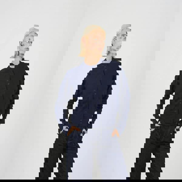 Brave Soul Navy Long Sleeve Button Down Top - Navy Image 1