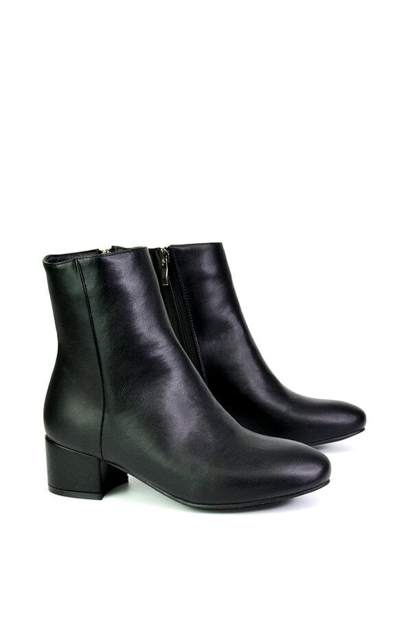 XY LONDON Mid Block Heel Ankle Boots With Inside Zip