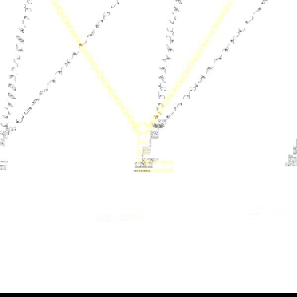 Say It With Dainty CZ Block Initial Necklace - Yellow Gold Plated