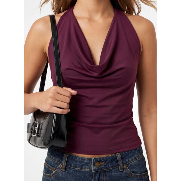 Pink Vanilla Halterneck Cowl Soft Stretch Top
