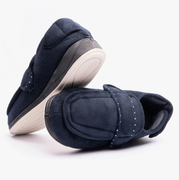 Padders ENFOLD Womens (EE Fit) Touch Fasten Full Slippers Navy