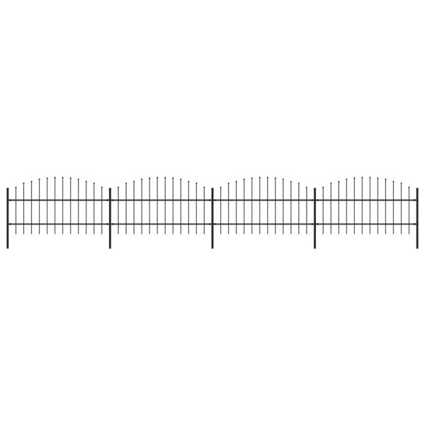 Berkfield Garden Fence with Spear Top Steel (0.75-1)x6.8 m Black
