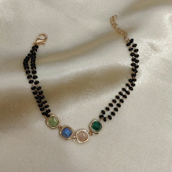 The Colourful Aura Multicolour Round Zircon Adjustable beaded Bracelet