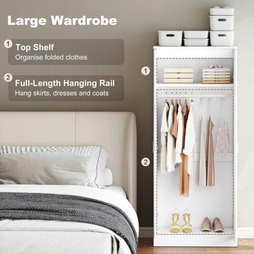 Wyld Haus Belatera High Gloss White 3 Piece Bedroom Furniture Set Wardrobe Chest of Drawers And Bedside Table