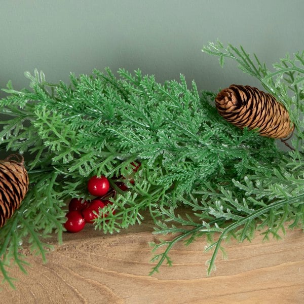Samuel Alexander 1.50m Pine and Red Berry Christmas Garland with Pinecones