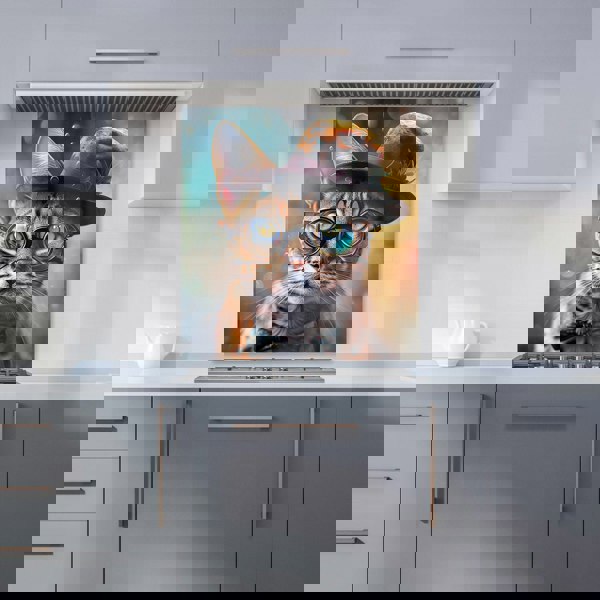 Warren Reed - Designer Bengal Cat Face With Splashart Kitchen Splashback