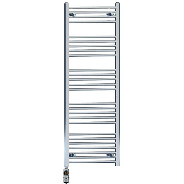 MYHOMEWARE 600 x 1400 mm Chrome Electric Bathroom Towel Rail Radiator Heater With AF Thermostatic Electric Element Pre-Filled