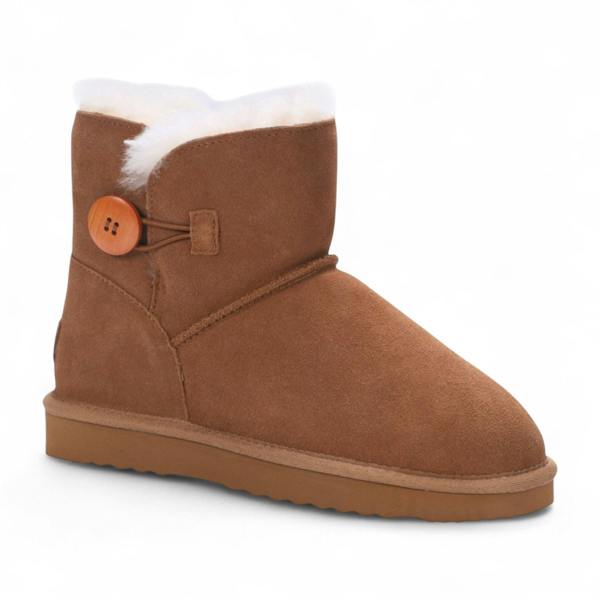 Infinity Leather Women's Sheepskin Suede Tan Brown Ankle Bootie Warm Winter Boots - Alpine