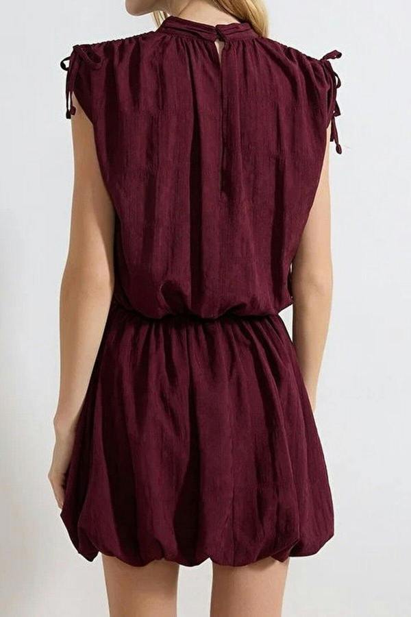 WOVCOR Mini Woven Dress with Balloon Skirt Detail