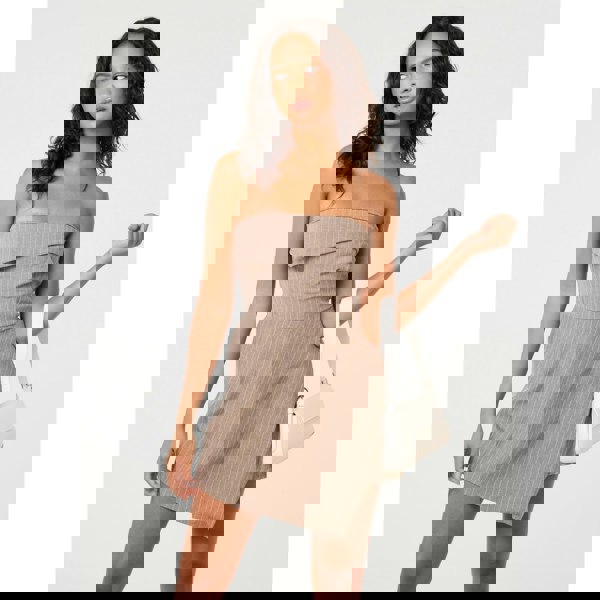 Pink Vanilla Pinstripe Bandeau Skort Dress