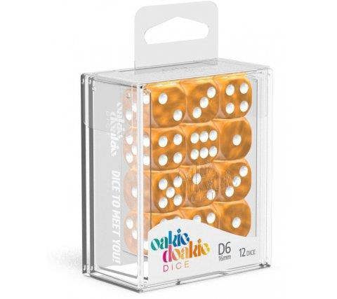 Oakie Doakie D6 16mm Marble Orange 12 Dice Set