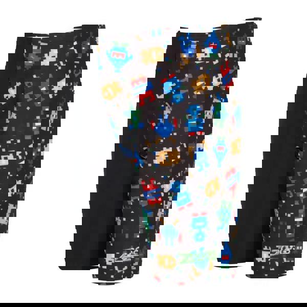 Zoggs Tots Boys Pixel Monsters black swim shorts with robot design