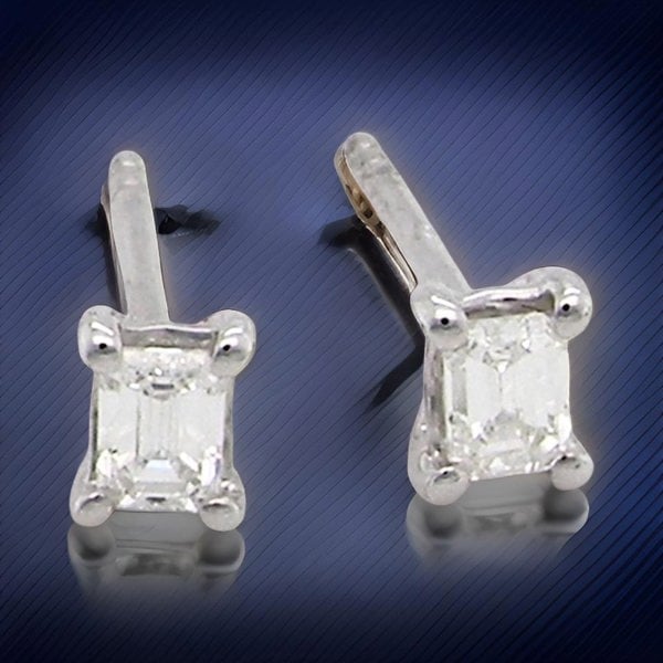 Vintage Tom A NEW pair of emerald cut diamond stud earrings