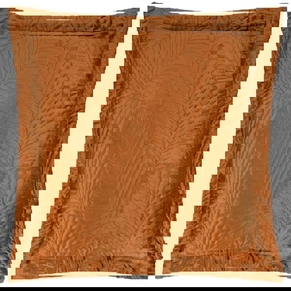 Paoletti Palmeria Velvet Quilted Cushion Cover - Rust