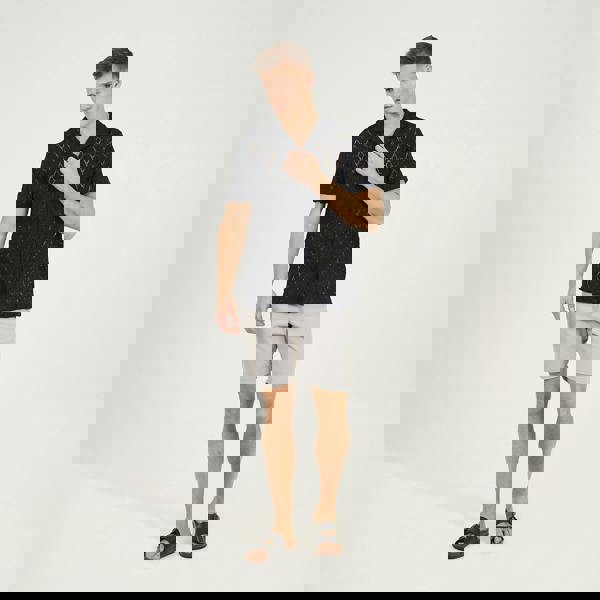 Brave Soul Black Geometric Crochet Short Sleeve Shirt - Black Image 3