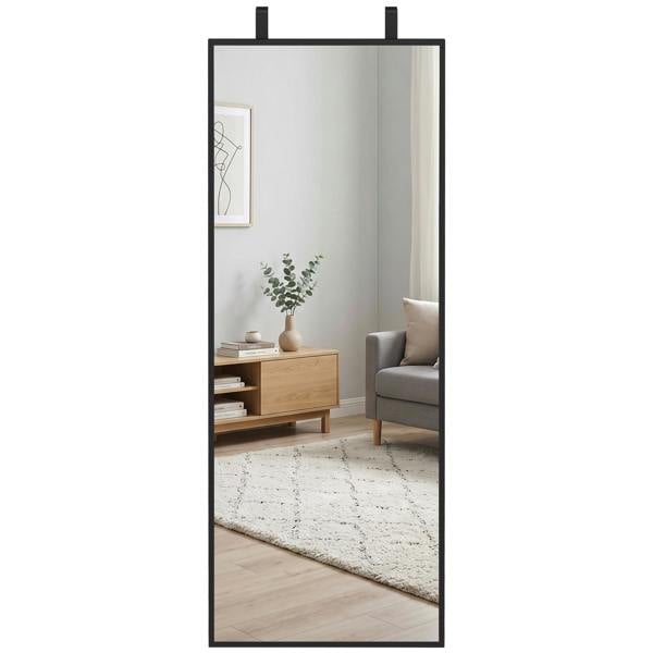 HOMCOM 40 x 110 cm Full Length Wall Mirror with Adjustable Hooks, Black