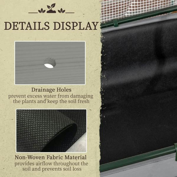 PE cover details with drainage hole and non-woven fabric texture near a green seam