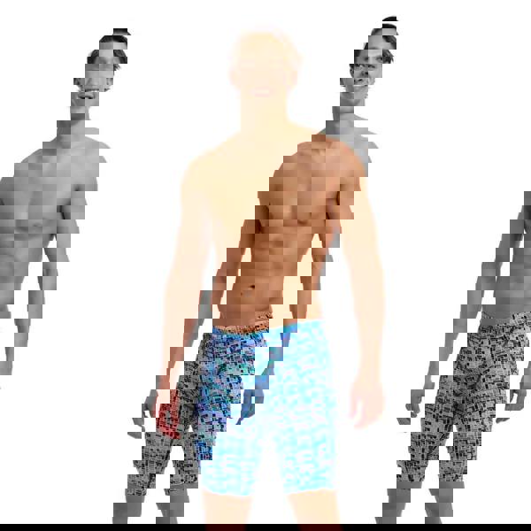 Blue Funky Trunks Jack Stack swim training jammer with green camo pattern